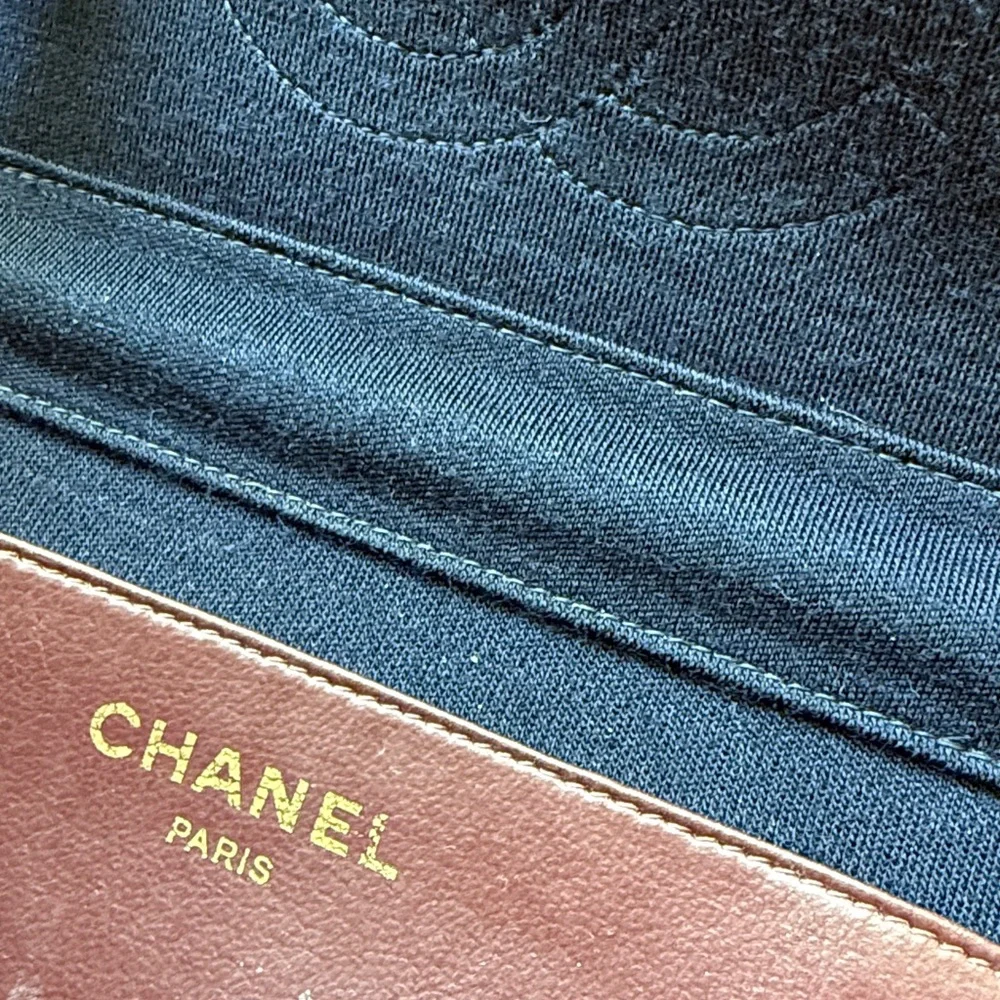 Chanel Denim 24k Gold Quilted Jersey Classic Flap